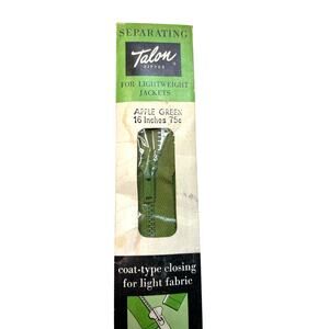 Vintage Talon Zipper Separating Lightweight Jackets 16 inch Apple Green NOS